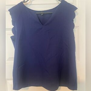 SHEIN Scalloped Sleeve Blue Blouse